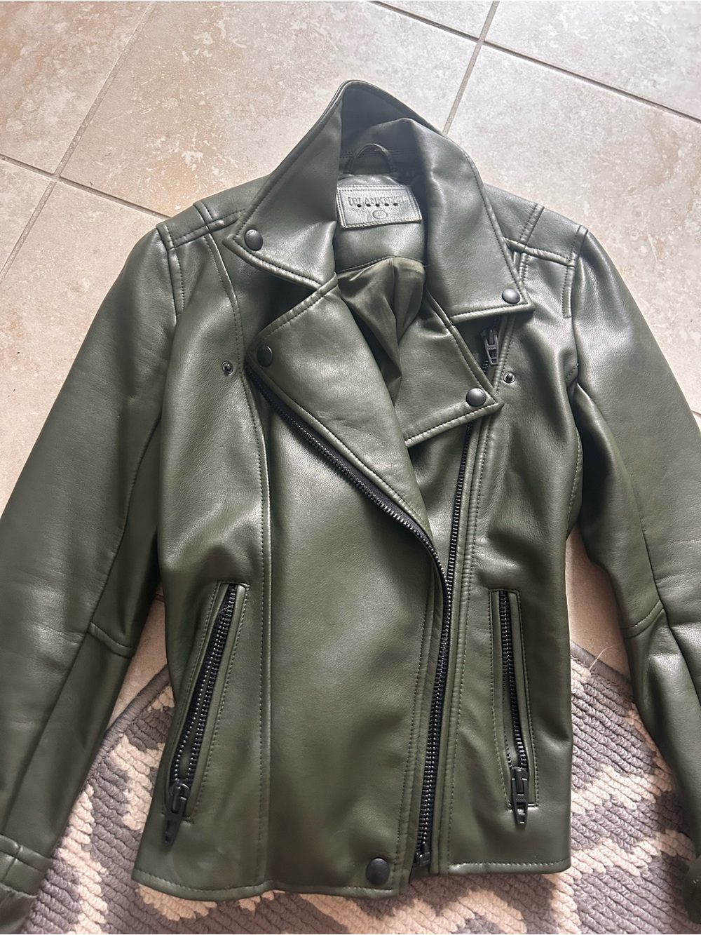 Blank NYC Olive Faux Leather Moto Jacket